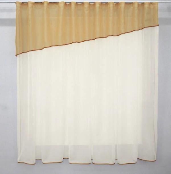 Занавеска на кухню/балкон шифон 280х170 см Золотистый/Бежевый (00к 59-550)