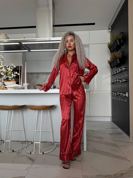 Пижама из шелка Манго S Красный с черным (2069) Пижама из шелка Манго S Красный с черным (2069)