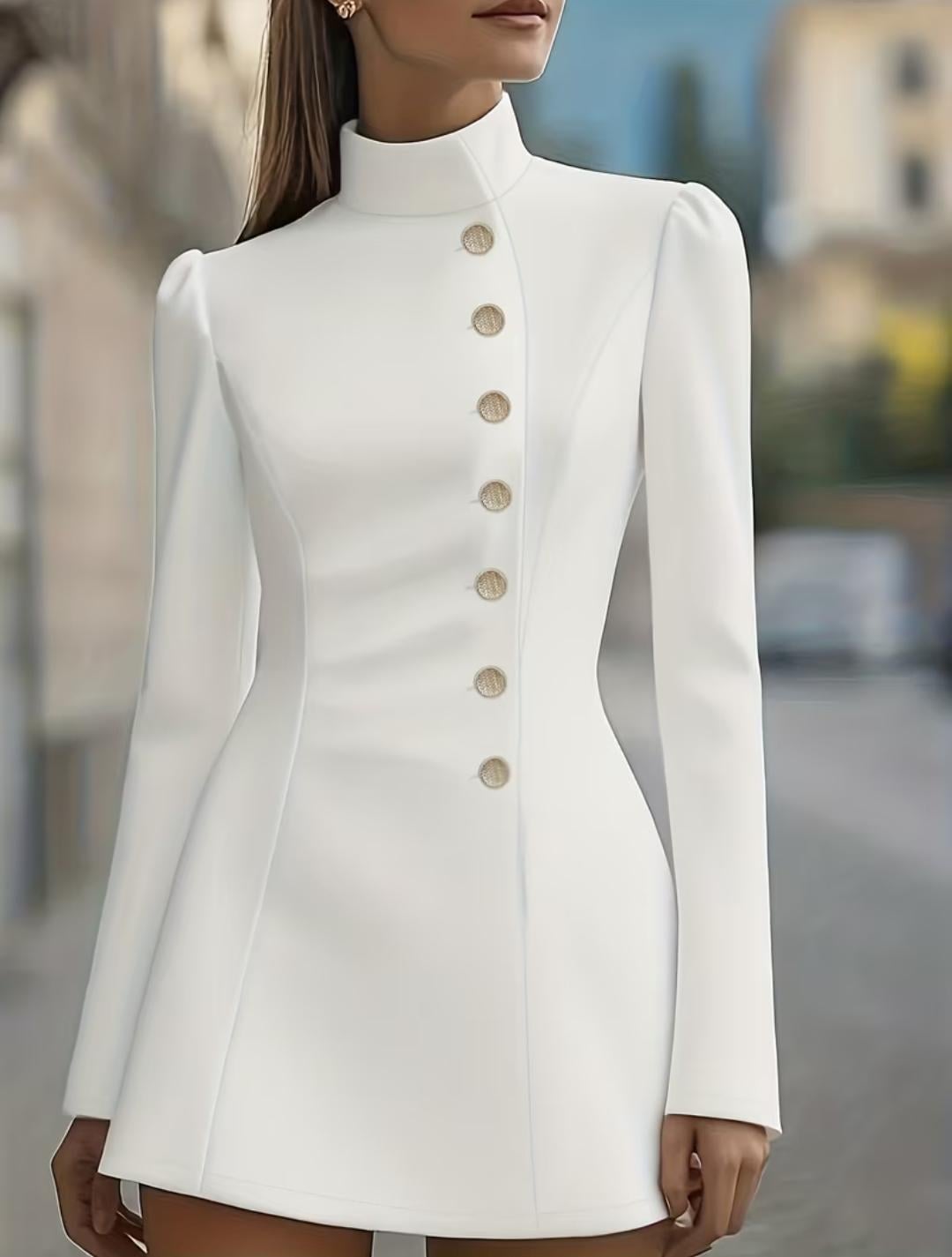 Платье-пиджак на пуговицах М Белый (4059)