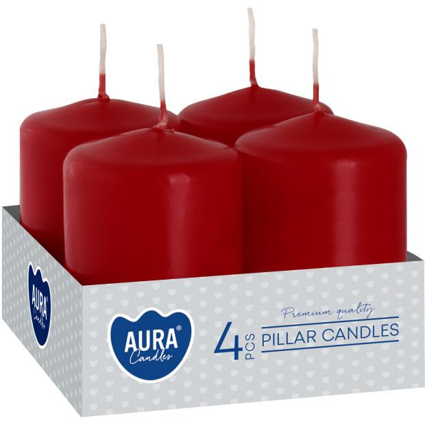 Набор свечей цилиндр Bispol Aura Candles 4 шт. Бордовый (sw40/60-036) - фото 1