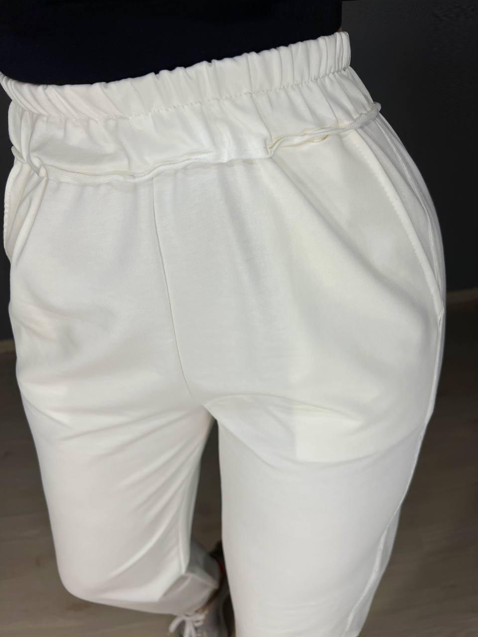 Брюки женские LSK 5539 джогеры на манжете с карманами M Белый (27082975) - фото 2 Брюки женские LSK 5539 джогеры на манжете с карманами M Белый (27082975) - фото 2
