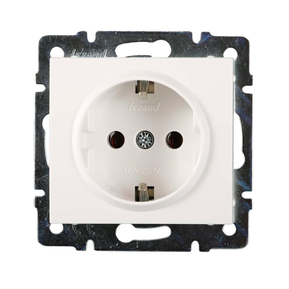 Розетка Lezard Rain 1-я с заземлением без рамки Белый (703-0288-122В)