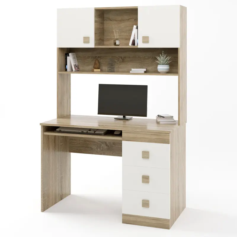 Стіл письмовий з надбудовою Еверест Соната 110х55х172 см Дуб сонома/Білий (22107921)