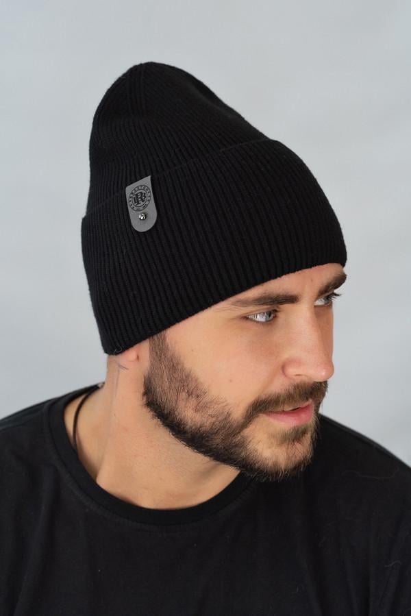 Шапка мужская демисезонная с широким отворотом Braxton Сол Черный (7231) (2353255732)