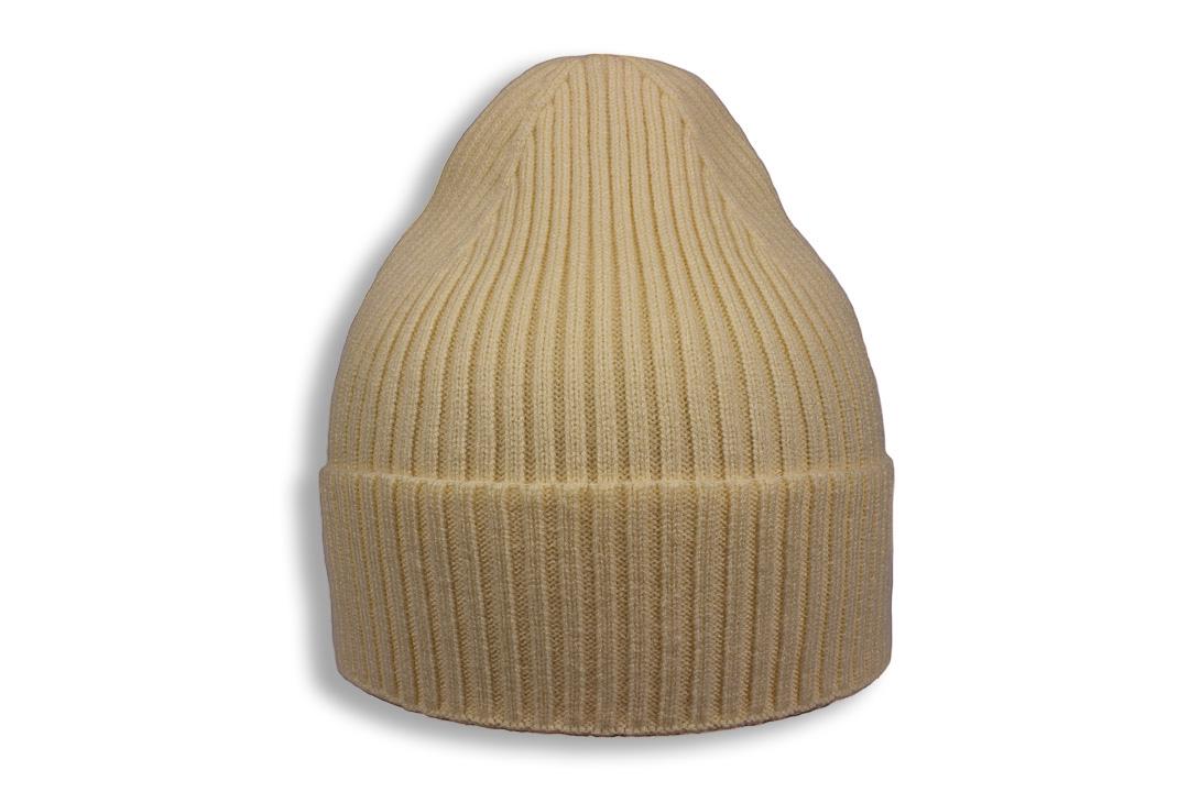 Шапка молодежная Apex РОЙ ДЛИННЫЙ в рубчик с отворотом кашемировая утепленная флисом one size Кремовый (282061) - фото 1
