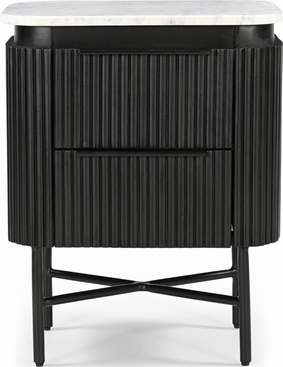 Тумбочка приліжкова Isabella 2 ящика 45 см Lilac ice top and black wooden base (13910)