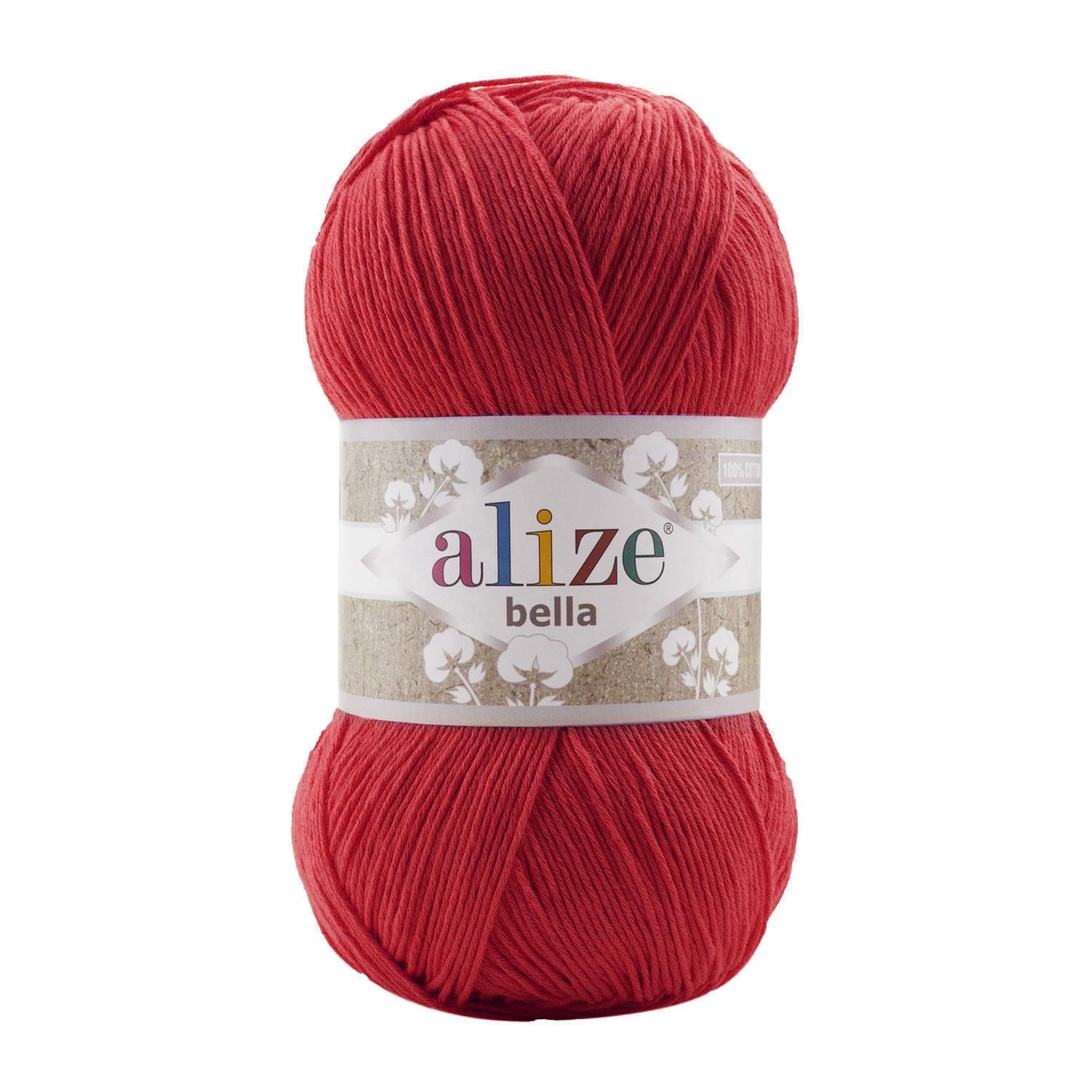 Пряжа Alize Bella 100 56 червоний (7556)