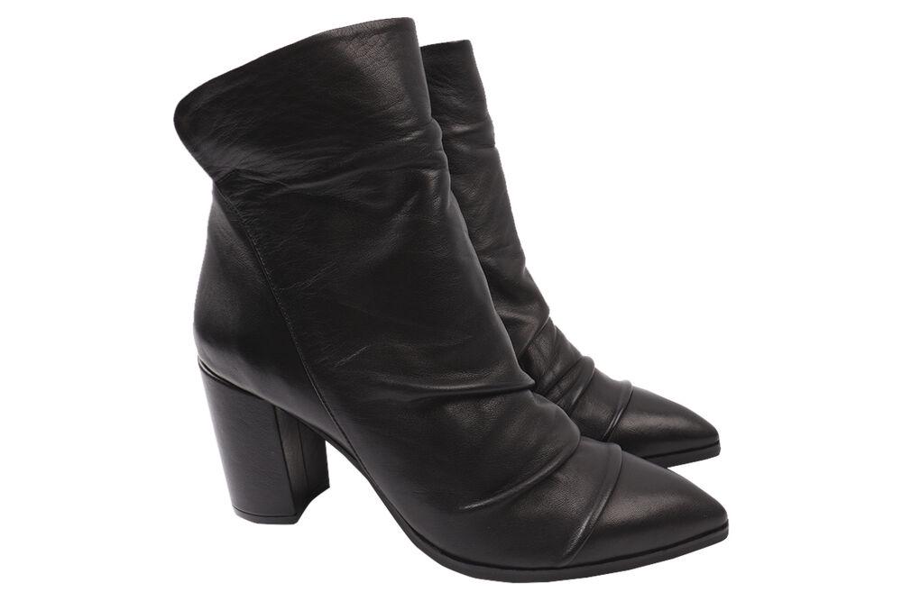 Ботильоны женские Sattini из кожи на большом каблуке р. 38 Черный (157-20DH)
