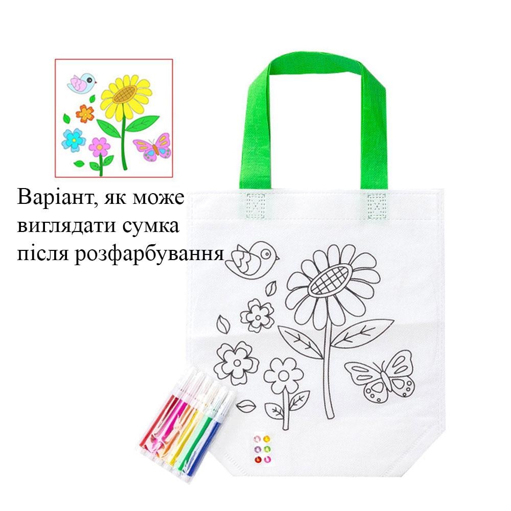 Сумка-розмальовка Квітка із шістьма фломастерами 22x25 см (OK0099_3) - фото 2 Сумка-розмальовка Квітка із шістьма фломастерами 22x25 см (OK0099_3) - фото 2