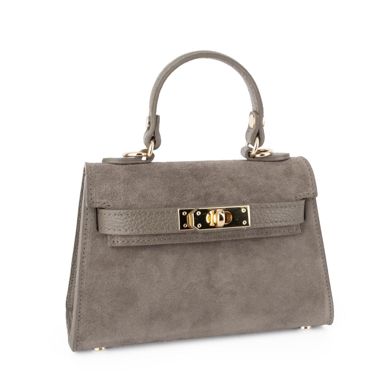 Женская сумка маленькая замшевая Virginia Conti 04011 Темный тауп (2791344857)