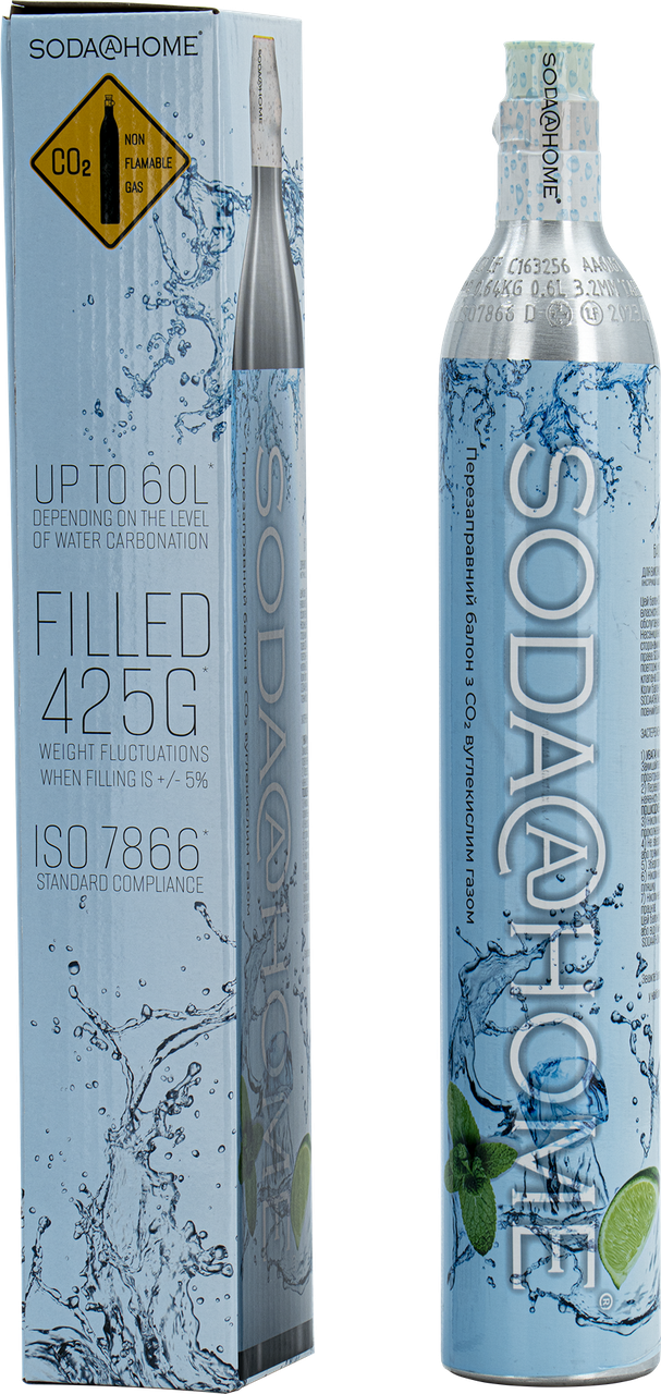 Газовий балон CO2 SODA@HOME для сифонів/апаратів для газування СО2 425 г