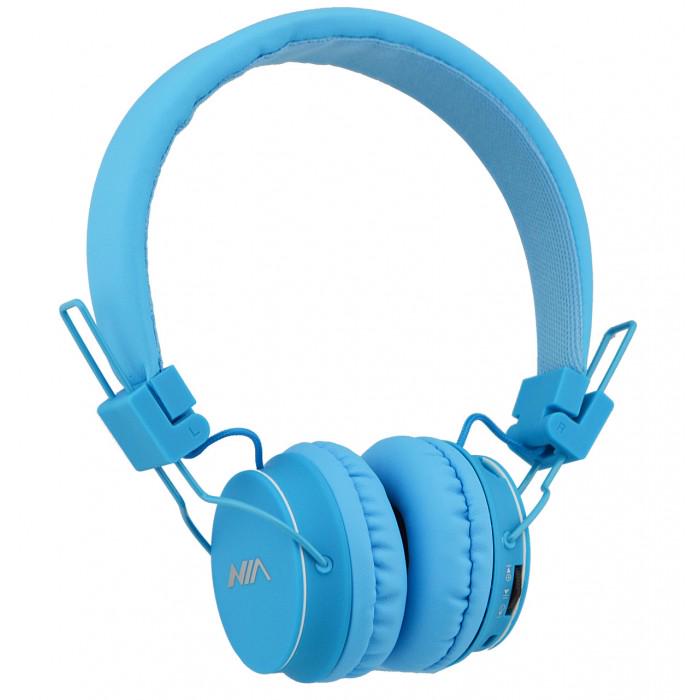 Наушники беспроводные с MP3 плеером NIA-X2 радио Синий