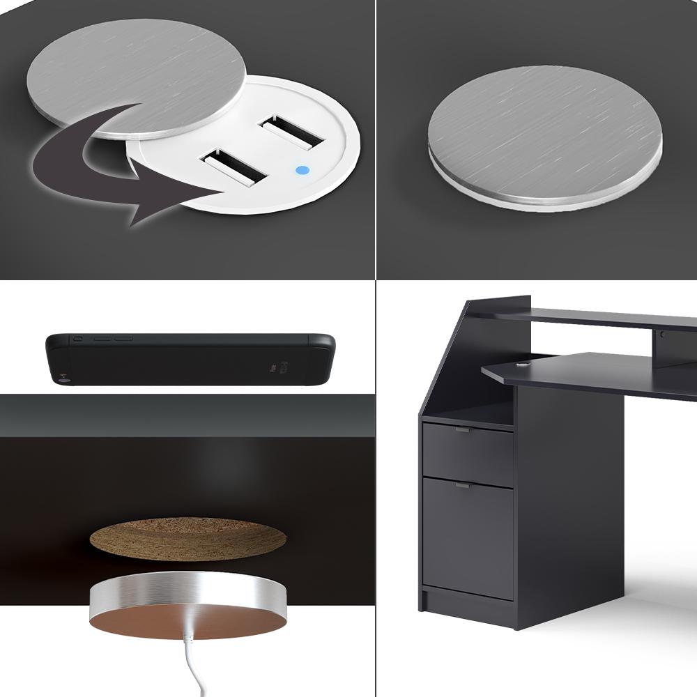 Геймерський стіл з зарядкою QI і USB Vicco Joel Big Чорний - фото 4 Геймерський стіл з зарядкою QI і USB Vicco Joel Big Чорний - фото 4