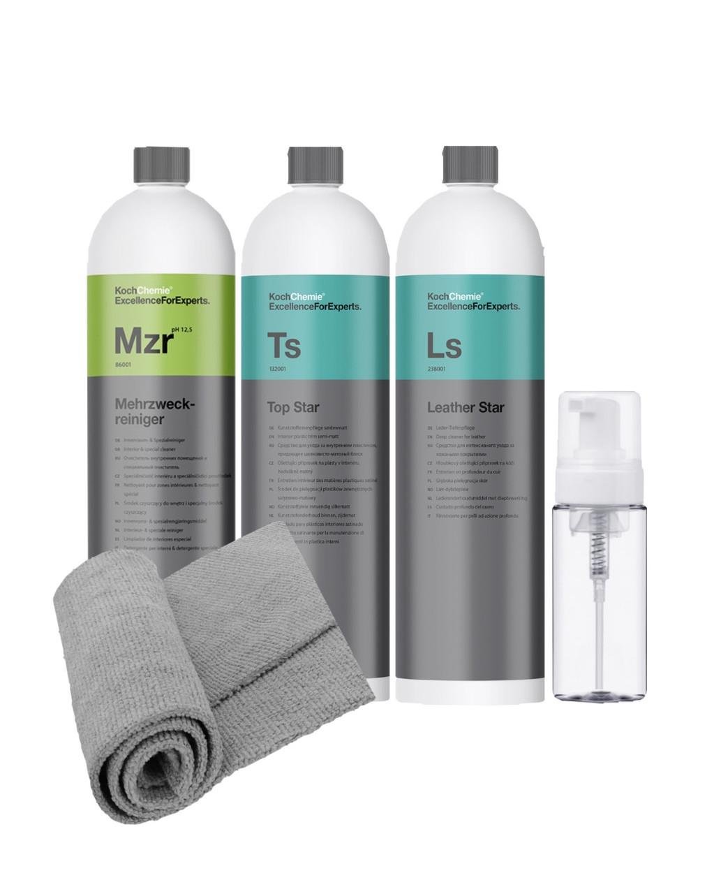 Набір для очищення та догляду за інтер’єром Koch-Chemie Mehrzweckreiniger Mzr Top Star Ts та Leather Star Ls на розлив 100 мл Набір для очищення та догляду за інтер’єром Koch-Chemie Mehrzweckreiniger Mzr Top Star Ts та Leather Star Ls на розлив 100 мл