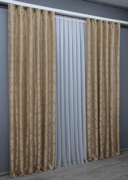 Тканина для штор жакард Ліон Бежевий (531ш) - фото 2