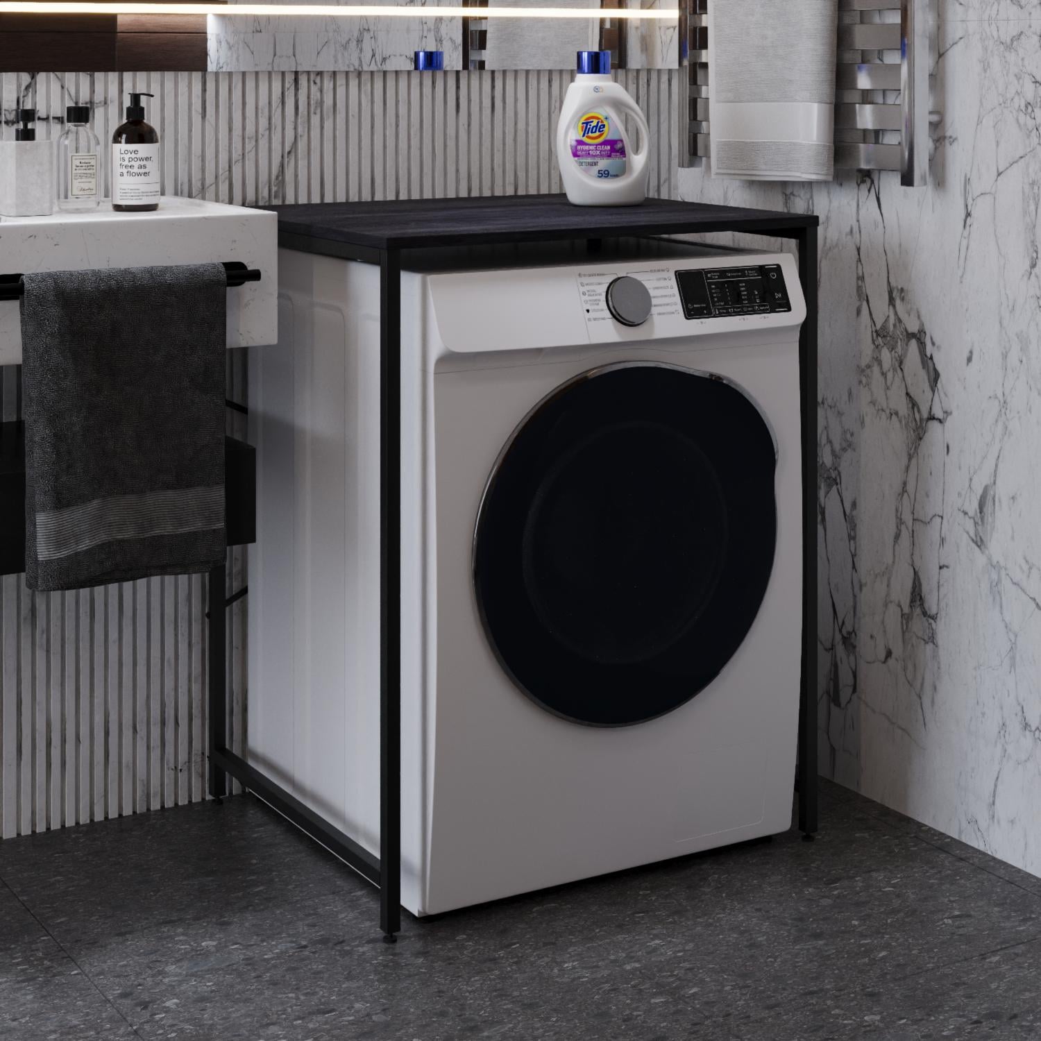 Стеллаж-полка Ferrum-decor Бафрум 401 металл/ДСП 16 мм для стиральной машины 90x70,5x60,5 см Черный/Каштан Арвадонна (FRD-107575)