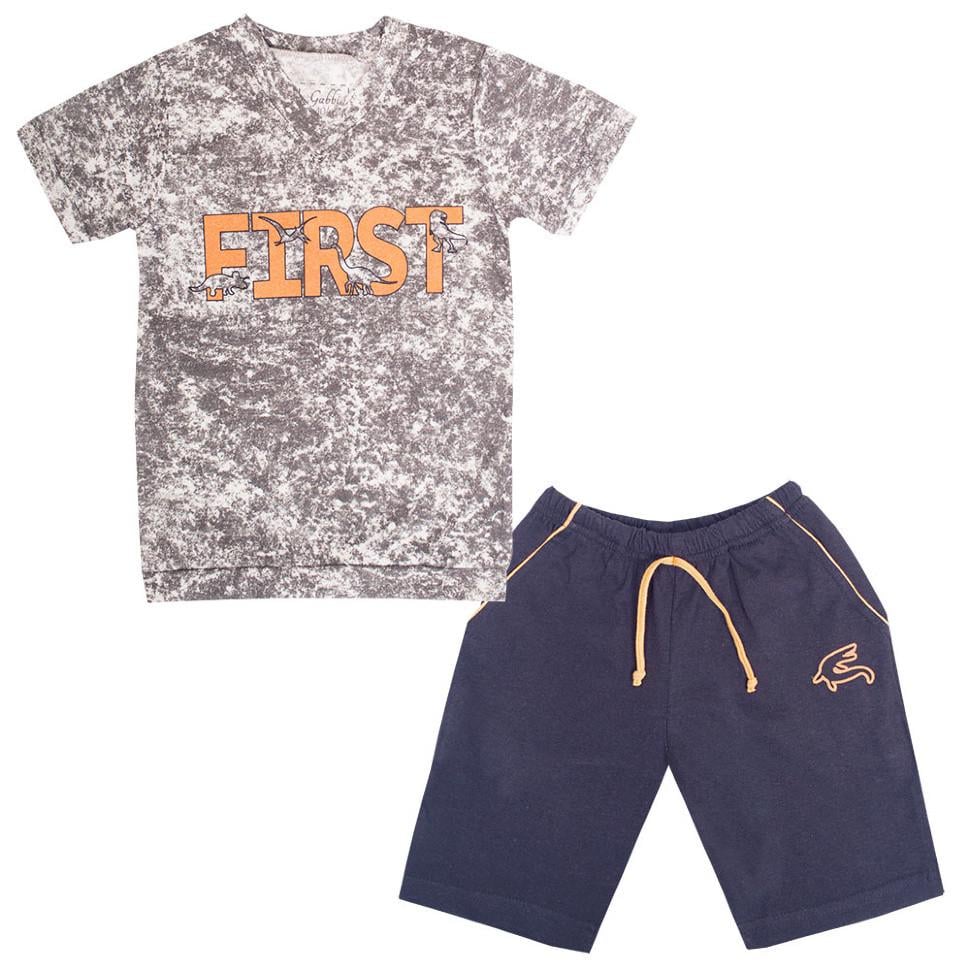 Костюм детский хлопковый летний для мальчика Gabbi KS-19-15-2 Сечение эпох 104 см Черный (11590)