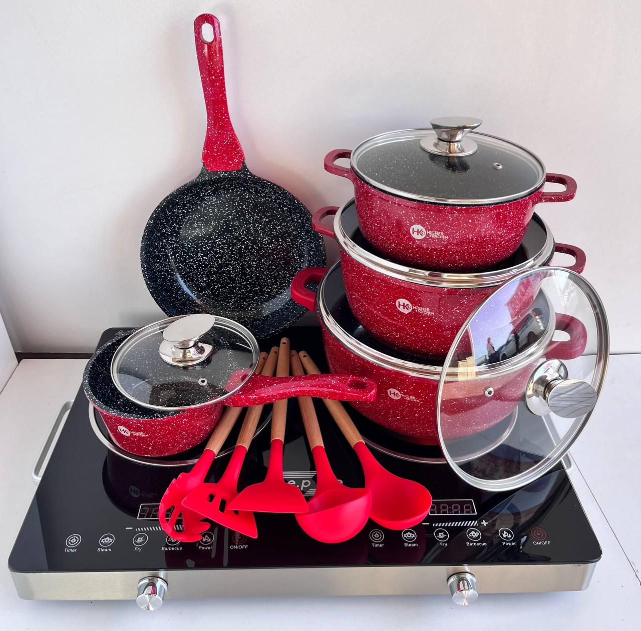 Набір посуду Higher Kitchen HK-305 17 предметів Червоний - фото 2 Набір посуду Higher Kitchen HK-305 17 предметів Червоний - фото 2