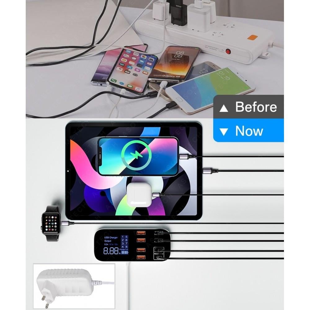 Зарядний пристрій мережевий Asometech 40W PD3.0 QC 3.0 8 USB (25397265) - фото 6 Зарядний пристрій мережевий Asometech 40W PD3.0 QC 3.0 8 USB (25397265) - фото 6