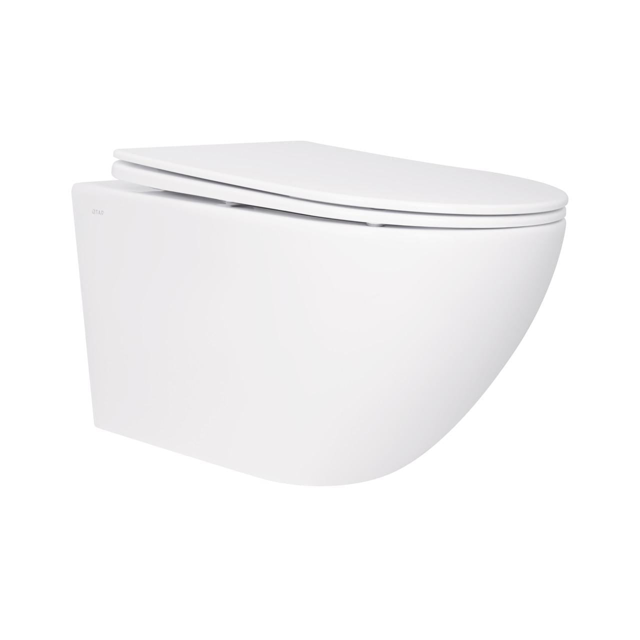 Унітаз підвісний Qtap Jay QT07335176W безобідковий з сідінням Soft-close