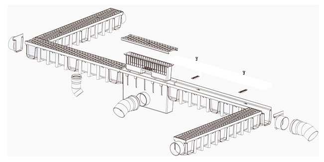 Комплект водоотведения Камп линейный с пластиковой решеткой (00001) - фото 2 Комплект водоотведения Камп линейный с пластиковой решеткой (00001) - фото 2