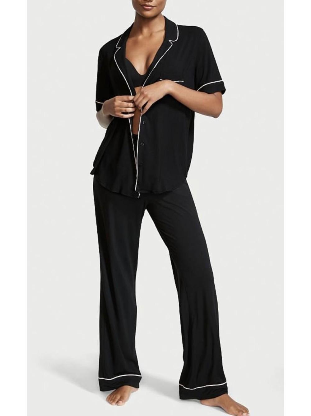 Піжама сорочка/штани модал Victoria's Secret Modal Short Sleeve PJ Set S Чорний (12111)