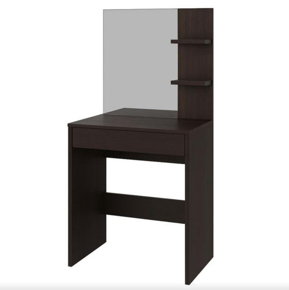 Туалетний стіл N&C для макіяжу з шухлядою столик із дзеркалом і поличками з ДСП Венге темний (S-14V)