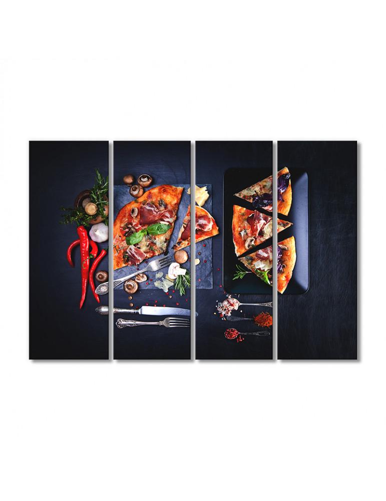 Картина модульная Пицца ням 4 модуля 60x90 см