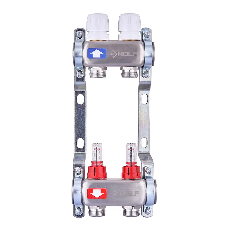 Коллекторный блок с расходомерами Nolf NF.2100-02S 1" 2 выхода нержавеющая сталь (NF3016)