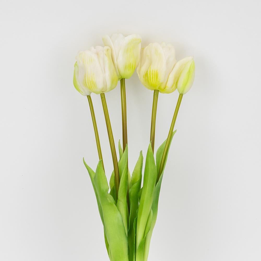 Букет латексных тюльпанов 5 бутонов 49 см Бело-зеленый (2026-005/white) Букет латексных тюльпанов 5 бутонов 49 см Бело-зеленый (2026-005/white)