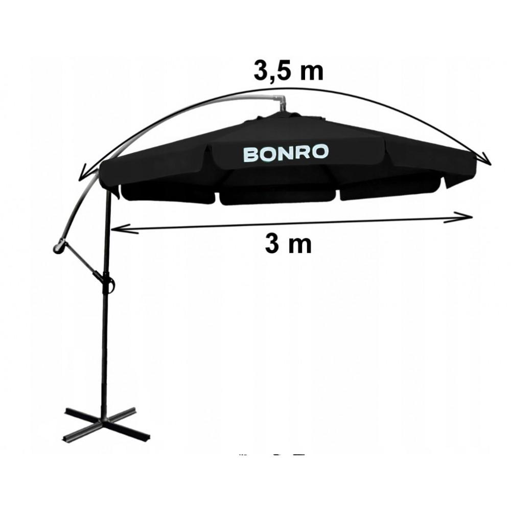 Садова парасолька Bonro 3,0 M6K з нахилом Чорний - фото 6