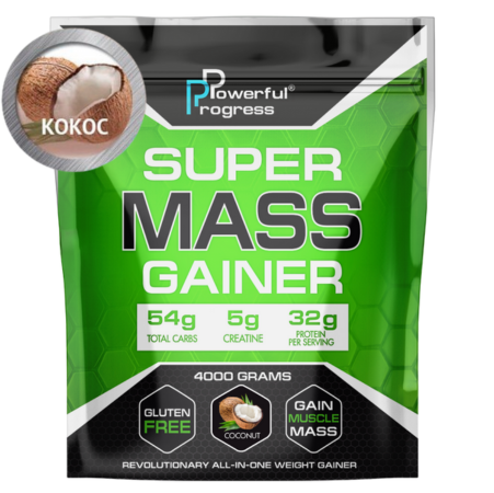 Гейнер високобілковий для набору маси Powerful Progress Mass Gainer Кокос 4 кг (7451)