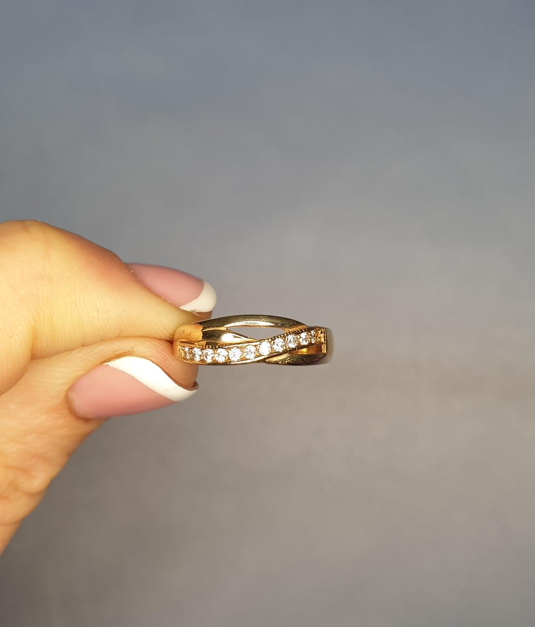 Кольцо позолоченное с кубическим цирконием Дорожка р. 18,5 2,1 г (1520441076)