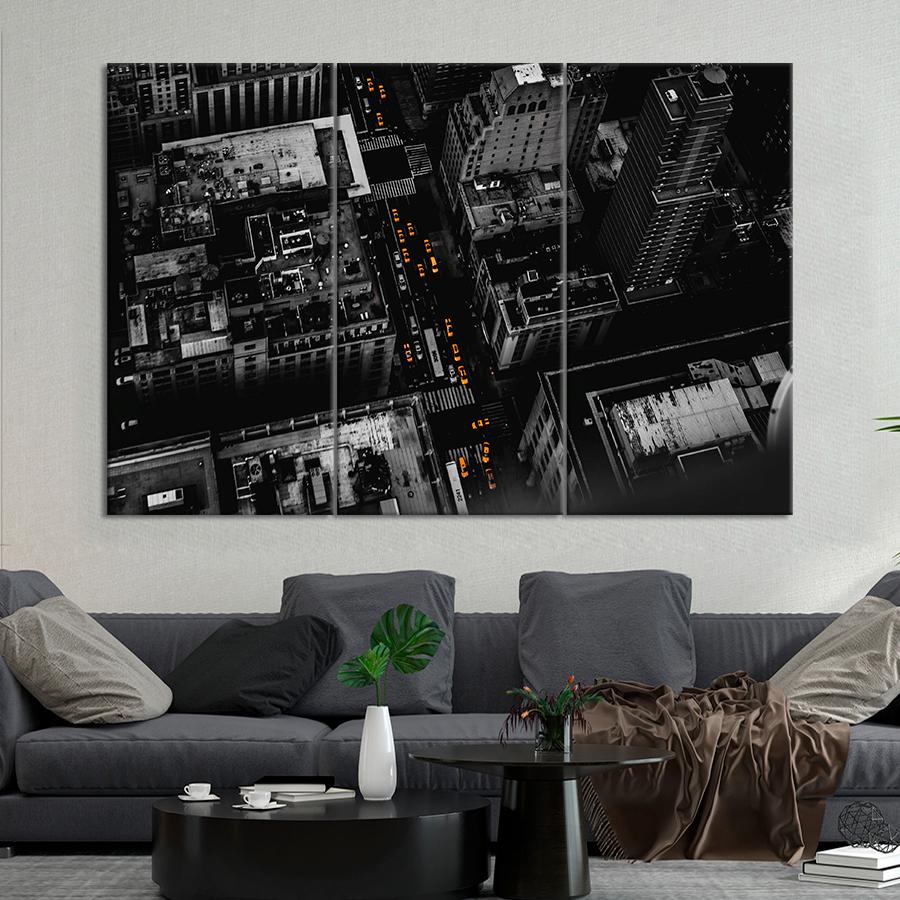 Картина город Улицы и здания Нью-Йорка с высоты 128x81 см (A849-3)