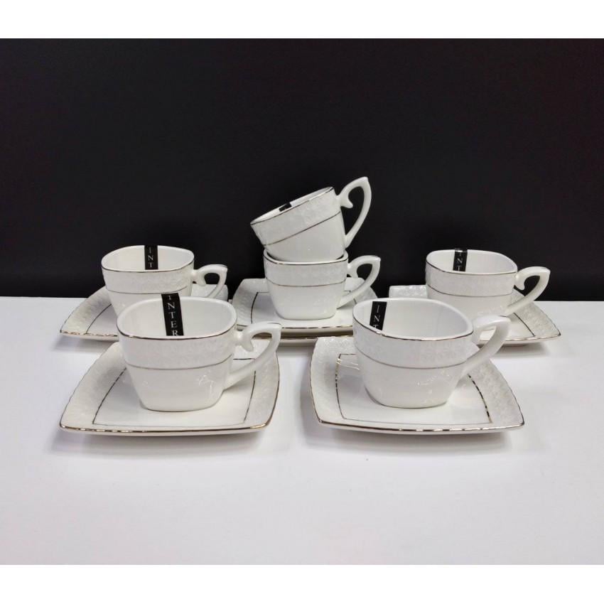 Набір кавовий порцеляновий Interos 507006 Снігова королева 90 мл 12 пр. Білий (1215554930)