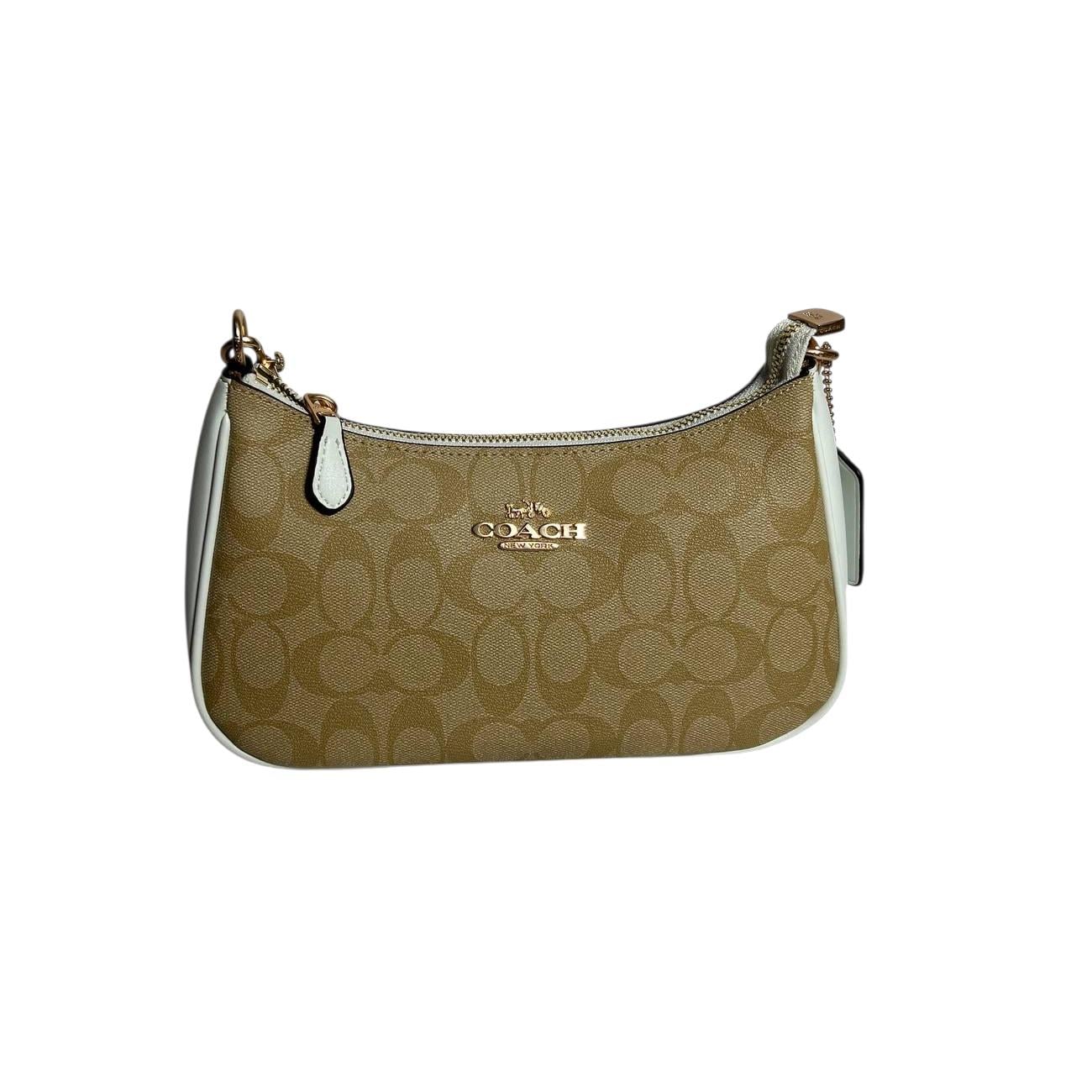 Сумка женская Coach Teri Shoulder Bag In Signature Canvas Gold/Sand/Chalk with Sand Trim