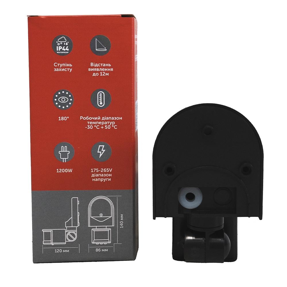 Инфракрасный датчик движения ETRON Sensor 1-ESP-355 230V IP44 с датчиком освещенности Black (22695) - фото 3