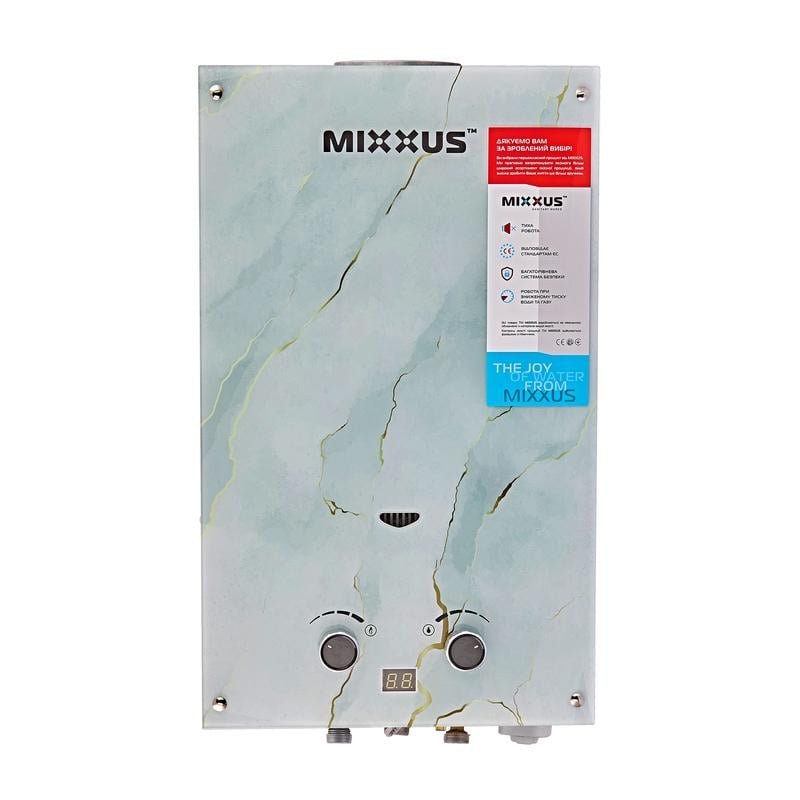 Газова колонка MIXXUS GWH-0510 BASIC GLASS димохідна панель зі скла з малюнком 17 кВт 10 л/хв (OL-WH0026)