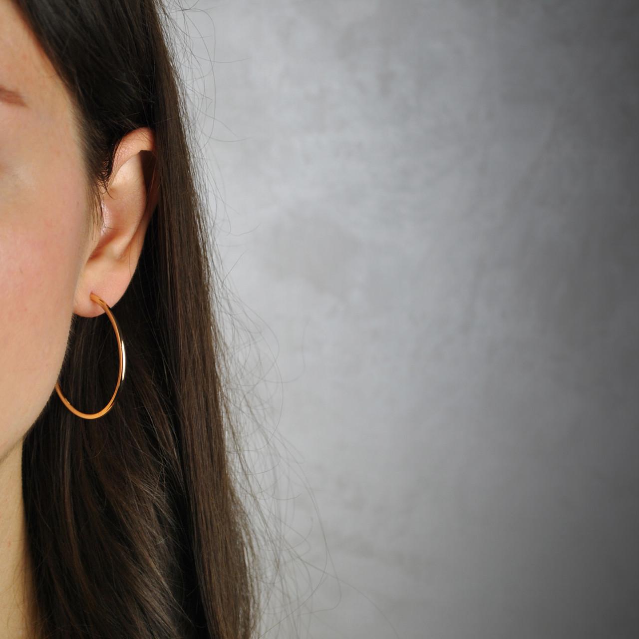 Сережки кільця конго медична сталь позолота 4 см (x059-2) - фото 2 Сережки кільця конго медична сталь позолота 4 см (x059-2) - фото 2