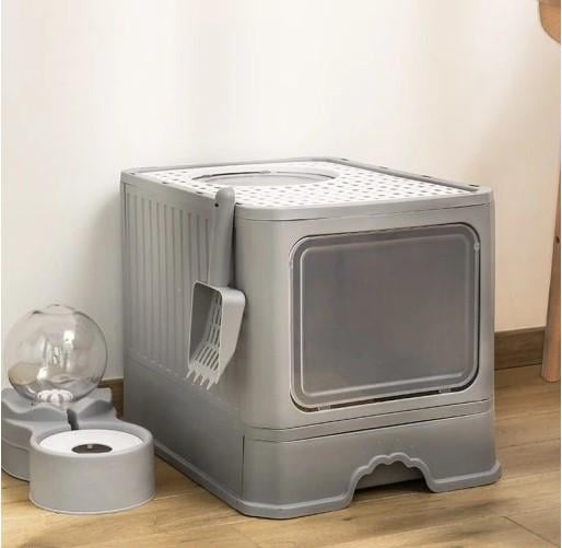 Лоток котячий з висувним ящиком для наповнювача і лопаткою (F055) - фото 2 Лоток котячий з висувним ящиком для наповнювача і лопаткою (F055) - фото 2