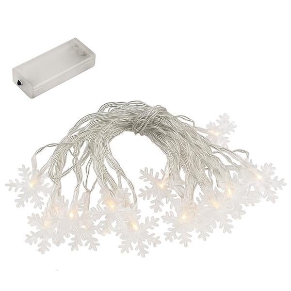 Гирлянда Снежинки 6 м на батарейках Теплый белый (30365281)