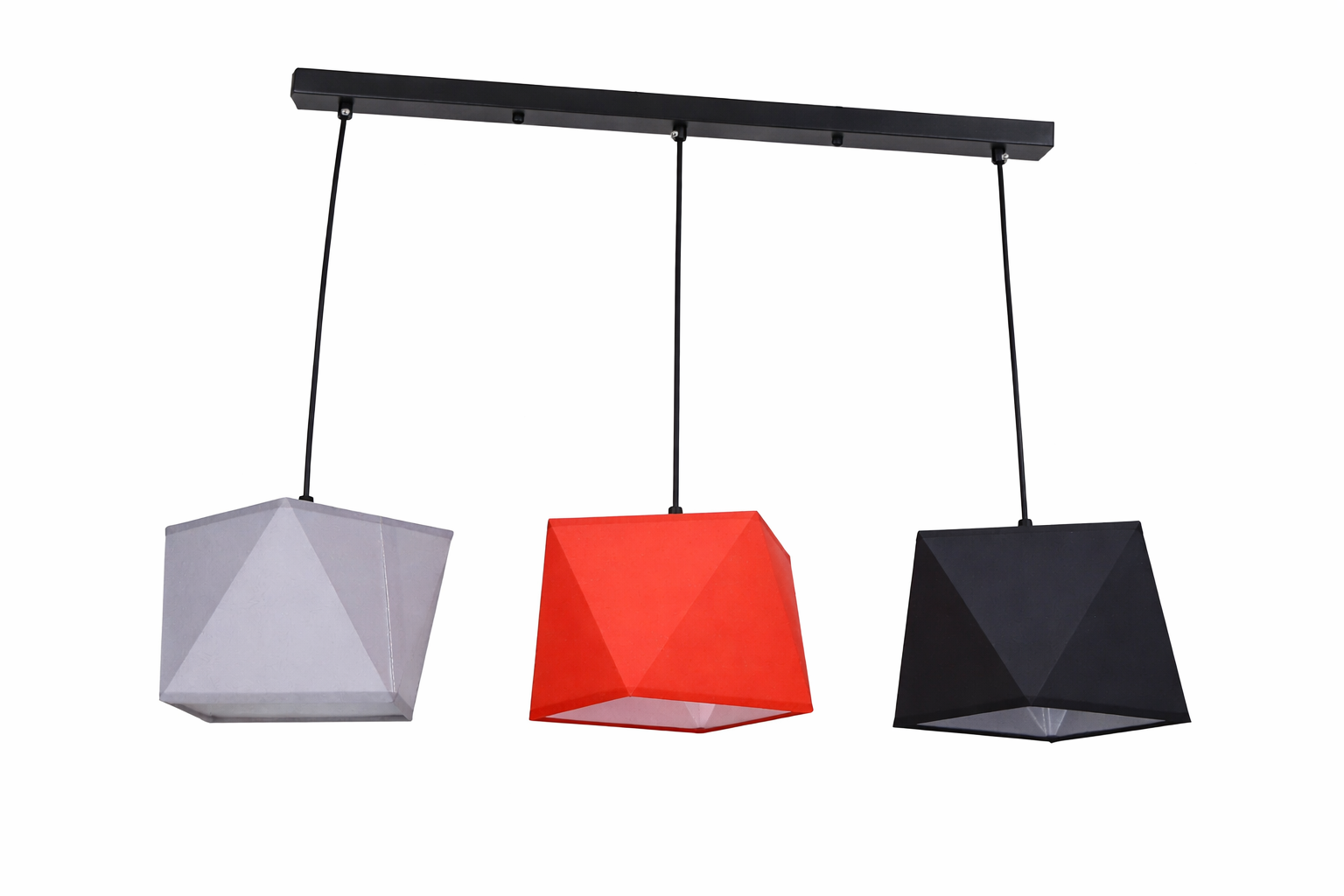 Люстра подвесная Sneha на 3 плафона с геометрическими абажурами Е27 (998105)