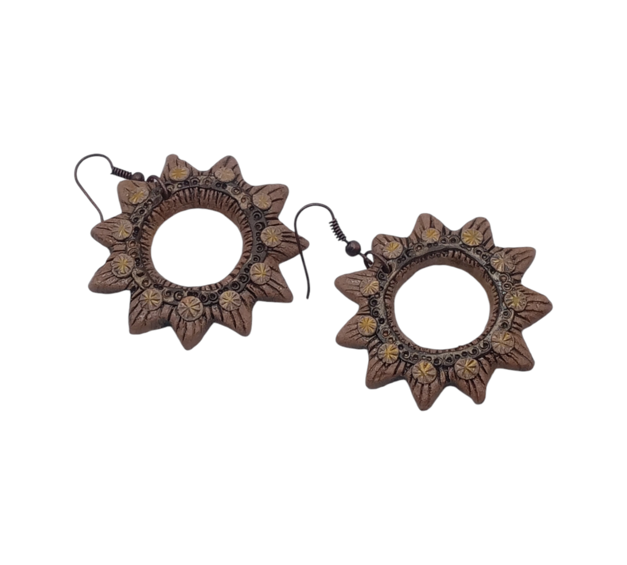 Серьги Звезда этно керамические ручной работы d 40 мм (20783505)