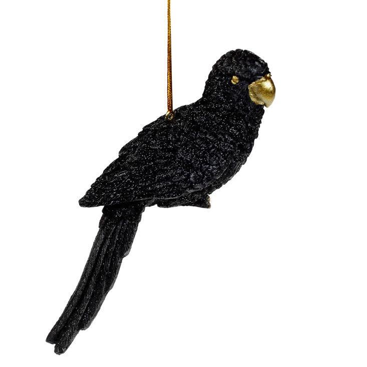 Декоративная подвесная фигурка Bonadi Попугай 15,5 см Дизайн 1 Черный с глиттером (823-403)