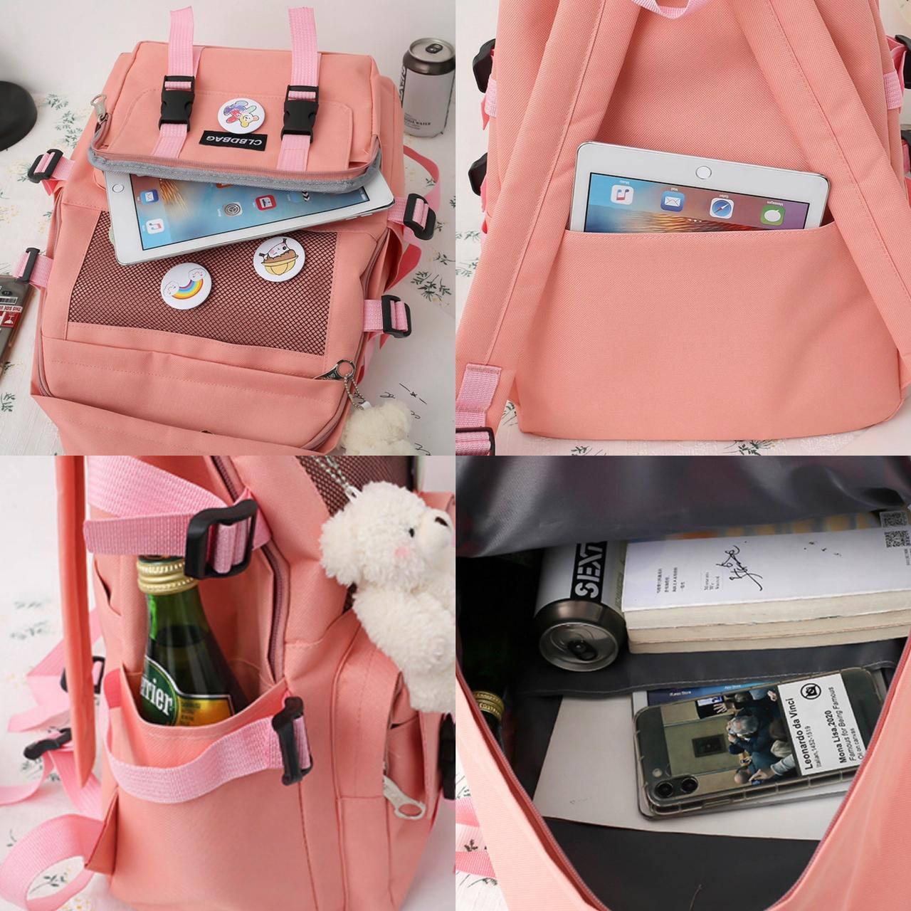 Шкільний рюкзак для дівчинки Ведмедик з значками 4в1 5-11 клас Рожевий (2682110834) - фото 6 Шкільний рюкзак для дівчинки Ведмедик з значками 4в1 5-11 клас Рожевий (2682110834) - фото 6