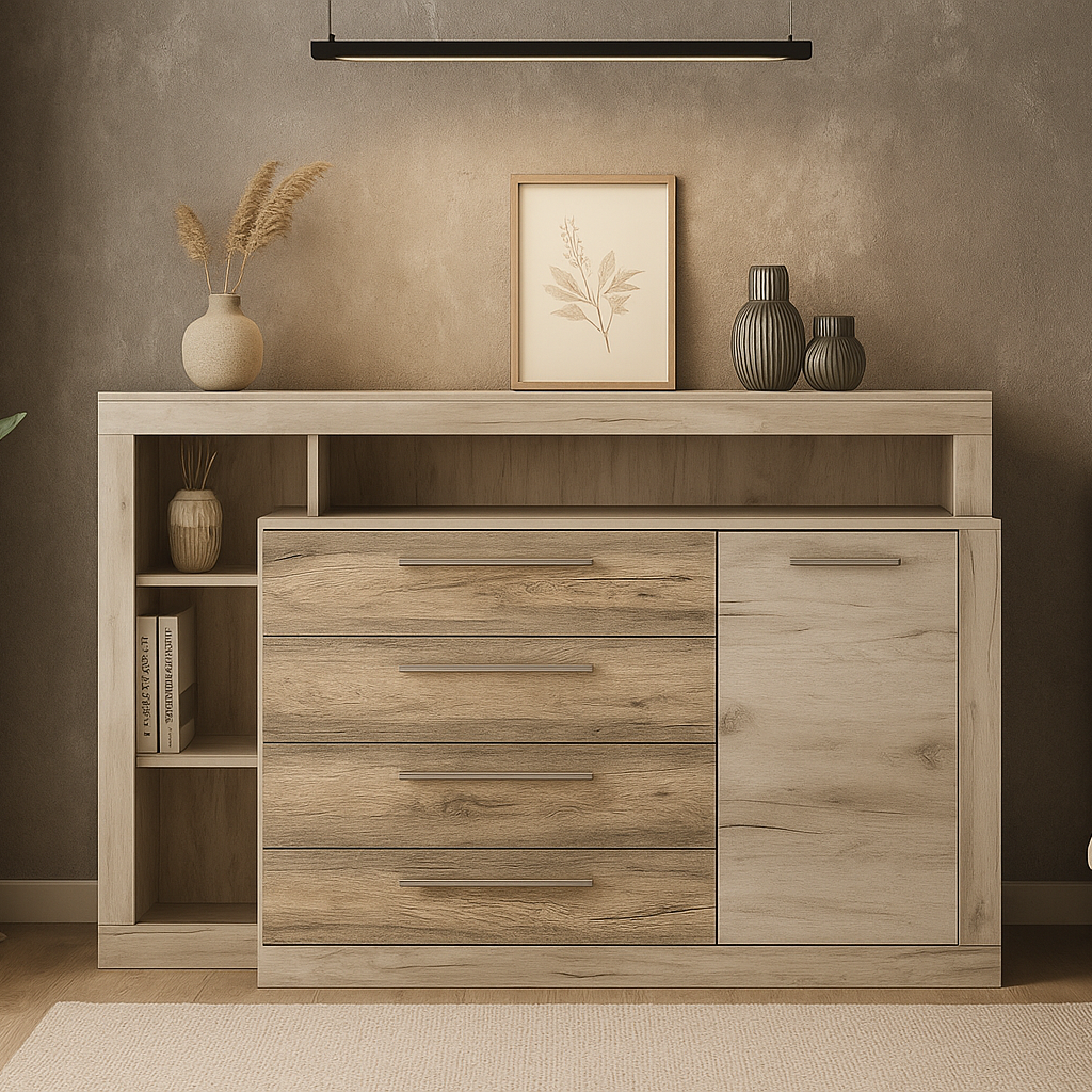 Комод Мебель Сервис Ким 1Д4Ш/Сан-рено 160,6х45,2х107,5 см Дуб карі білий