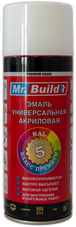 Фарба емалева Mr. Build 400 мл 9010 Білий глянцевий блиск акриловий (000027488)