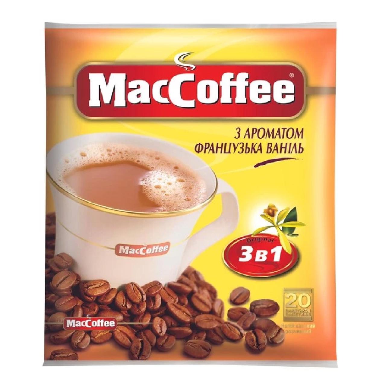 Кофейный напиток MacCoffee 3в1 с ароматом франузской ванили 18 г 20 шт.