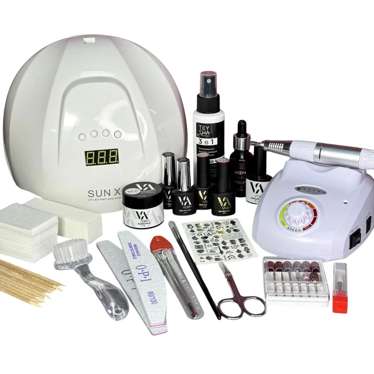 Набор для маникюра Start Nail Box лампа/фрезер/материалы Valeri для наращивания и покрытия (2789679183)