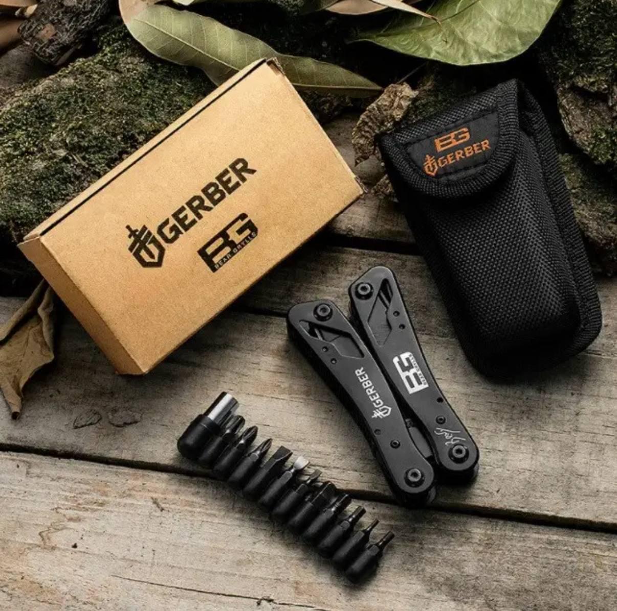 Мультитул Gerber bear grylls з набором біт насадок та пасатижами 9в1